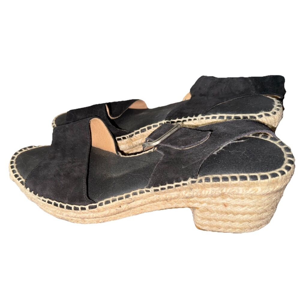 PASEART Suede Leather Woven Espadrilles Block Heel Sandal Women 10